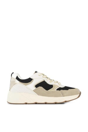 chunky sneakers zwart/beige