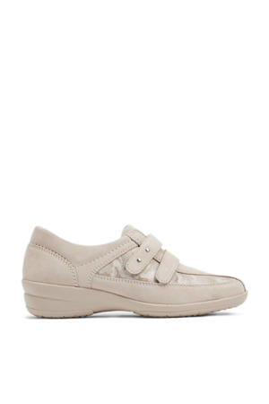   leren klittenbandschoenen taupe