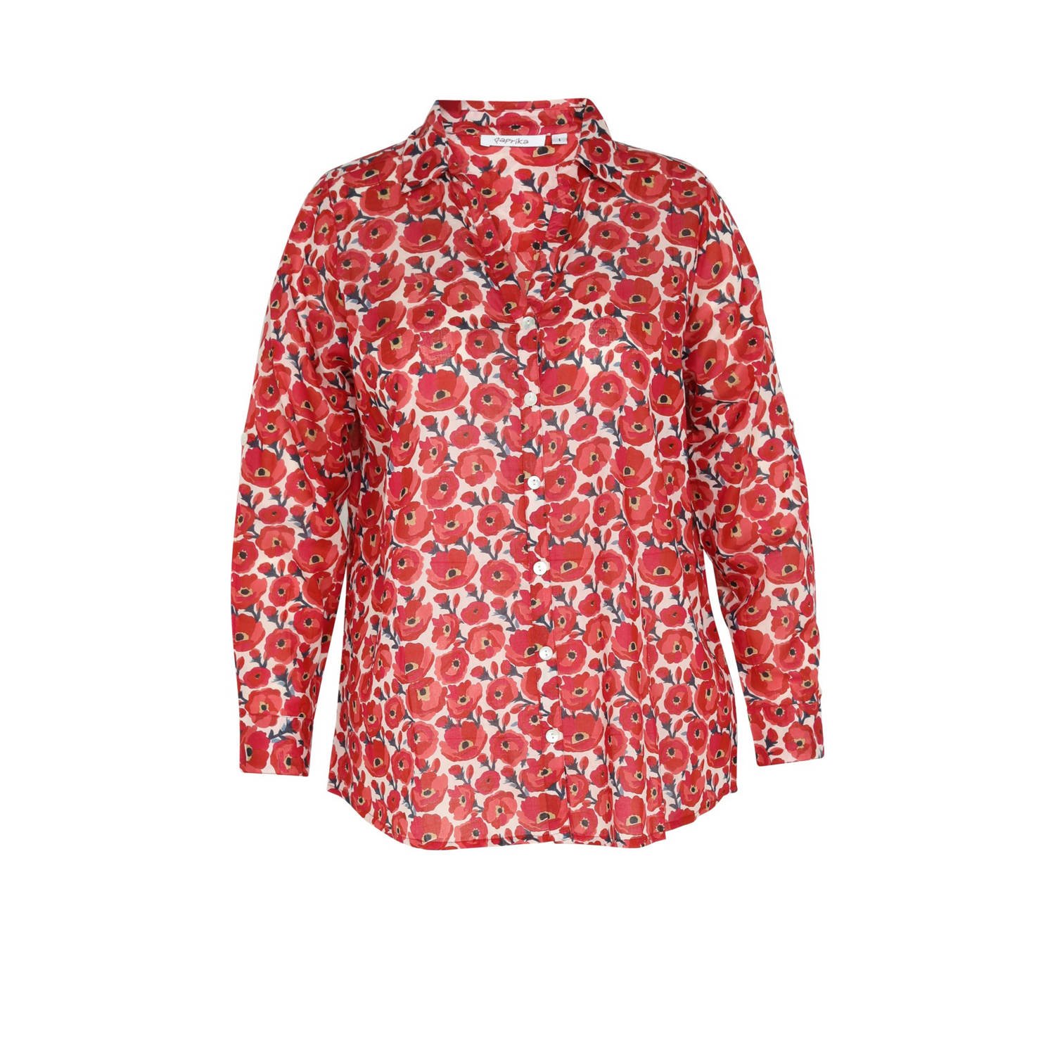 Paprika gebloemde blouse rood groen wit