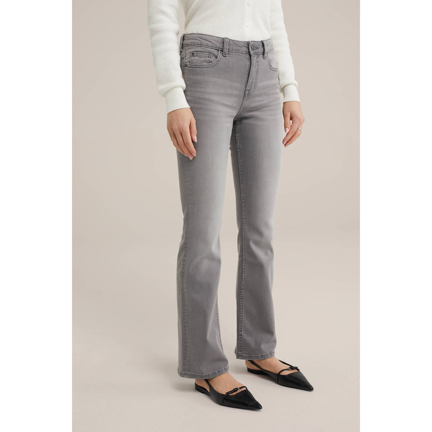 WE Fashion Blue Ridge high waist straight jeans soft grey denim