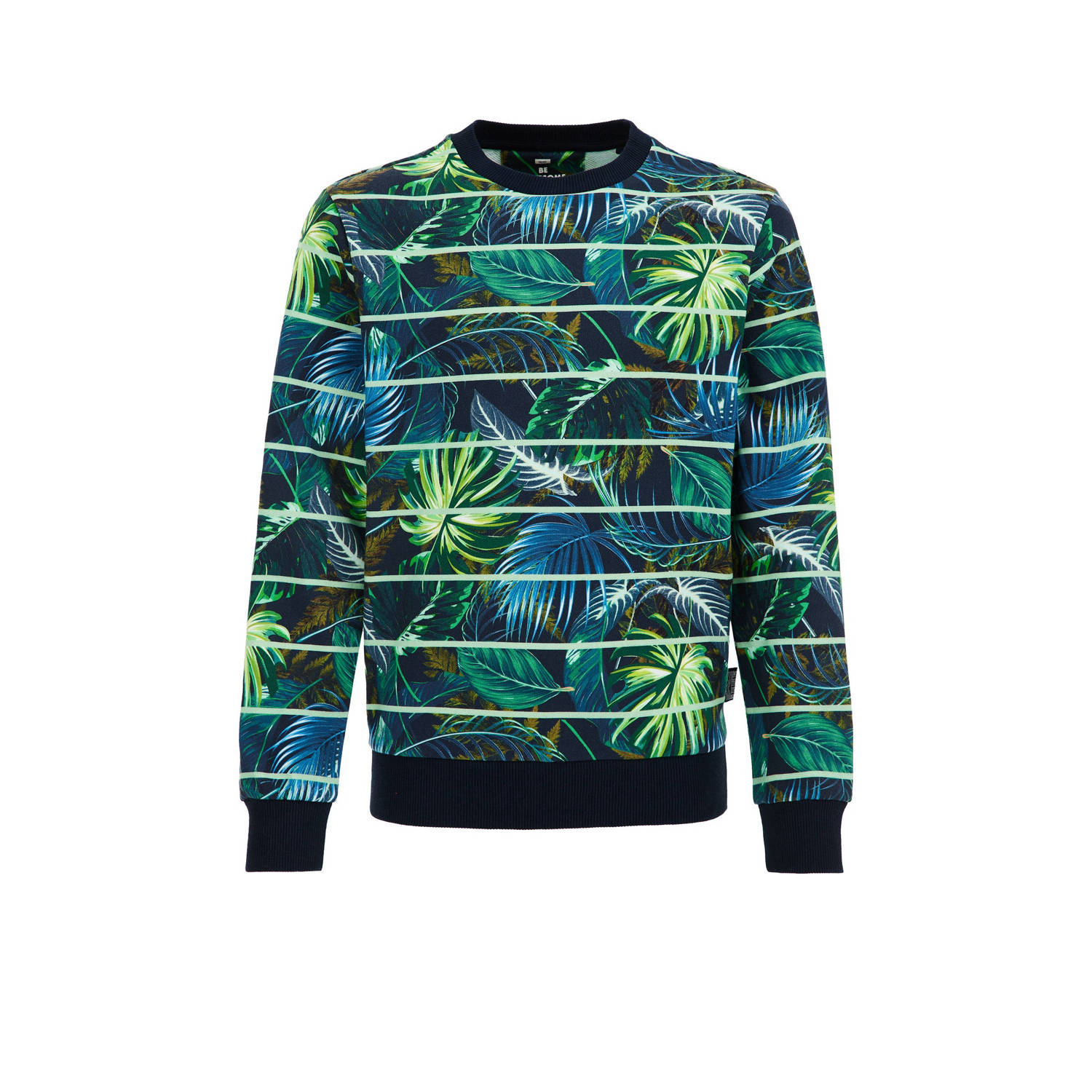 WE Fashion sweater met all over print groen blauw zwart