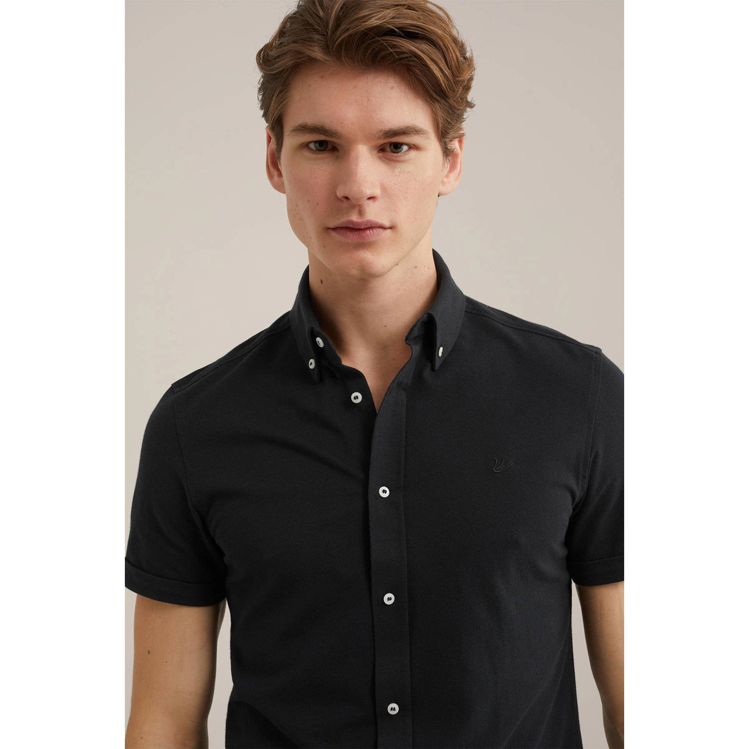 WE Fashion WE Fundamentals slim fit overhemd black uni