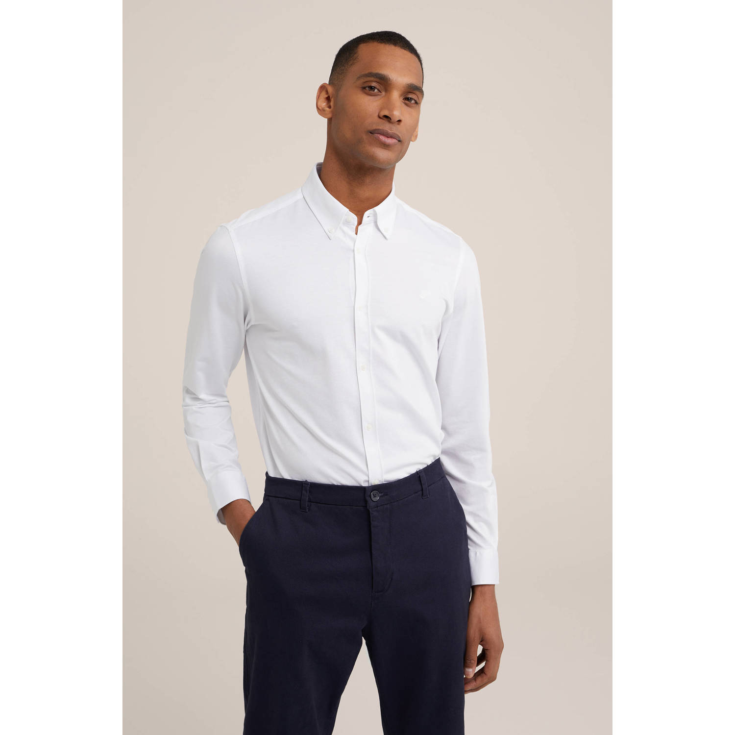 WE Fashion slim fit overhemd wit