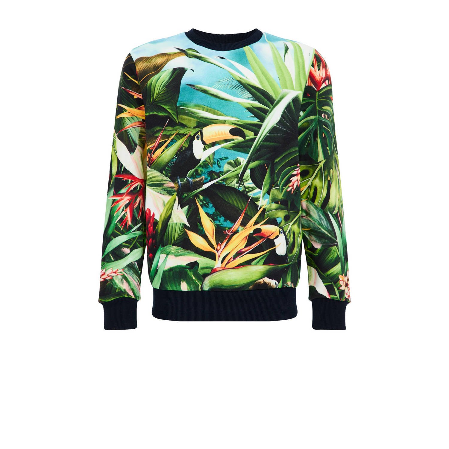 WE Fashion sweater Ewald crew met all over print multi