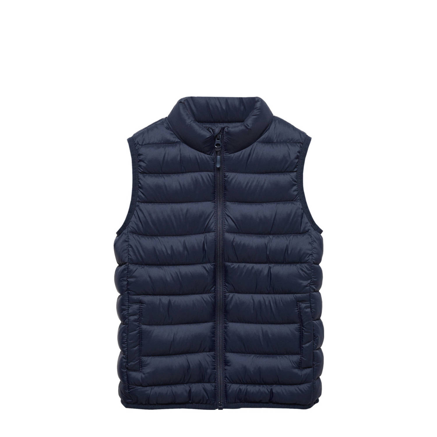 Mango Kids bodywarmer donkerblauw Jongens Polyamide Opstaande kraag Effen 116