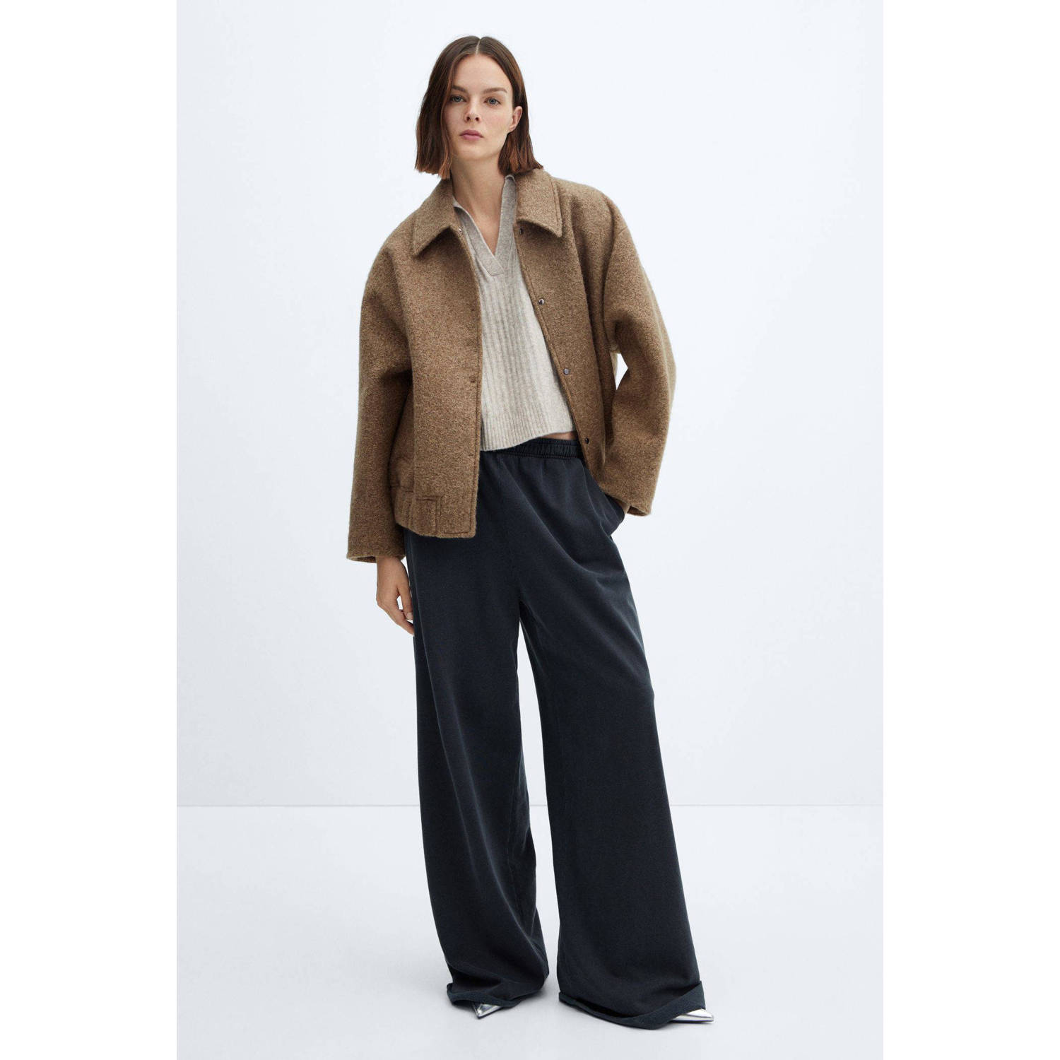 Mango bouclé jasje bruin