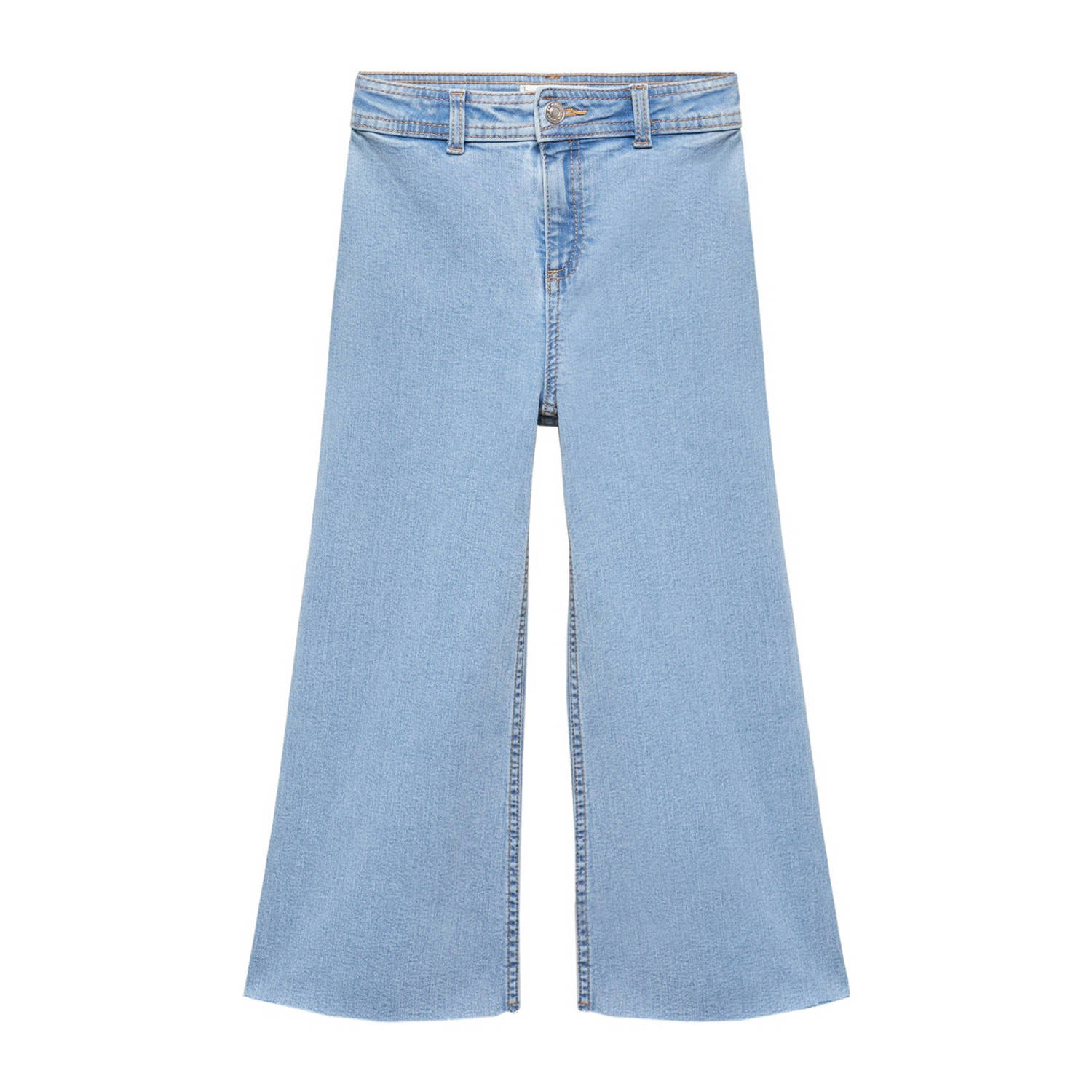 Mango Kids wide leg jeans changeant blauw Meisjes Stretchdenim Effen 122