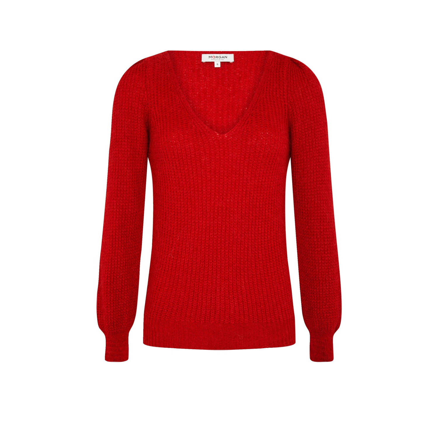 Morgan grofgebreide trui met wol rood