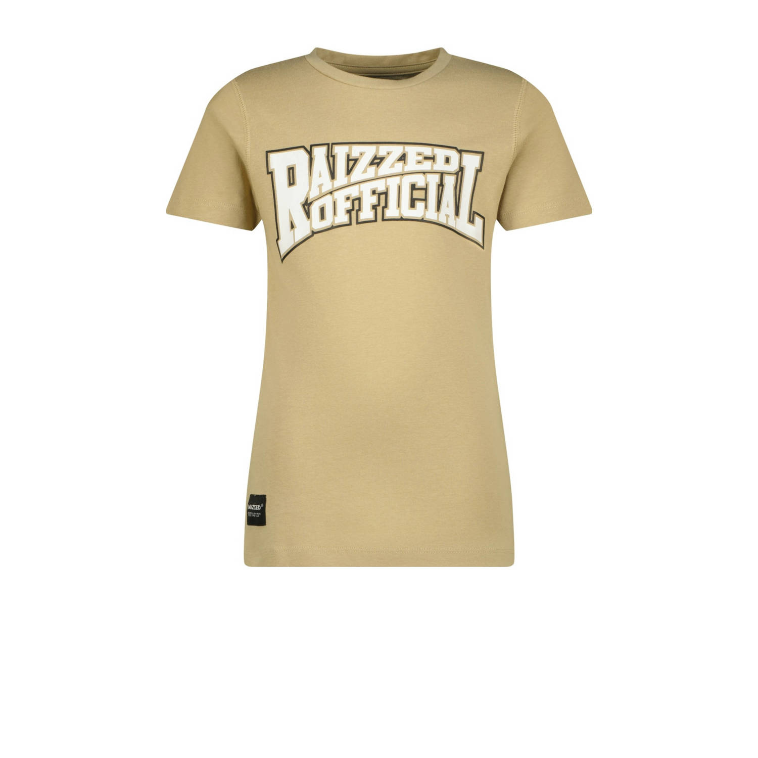 Raizzed T-shirt Iowa met tekst lichtzand Beige Jongens Katoen Ronde hals 116