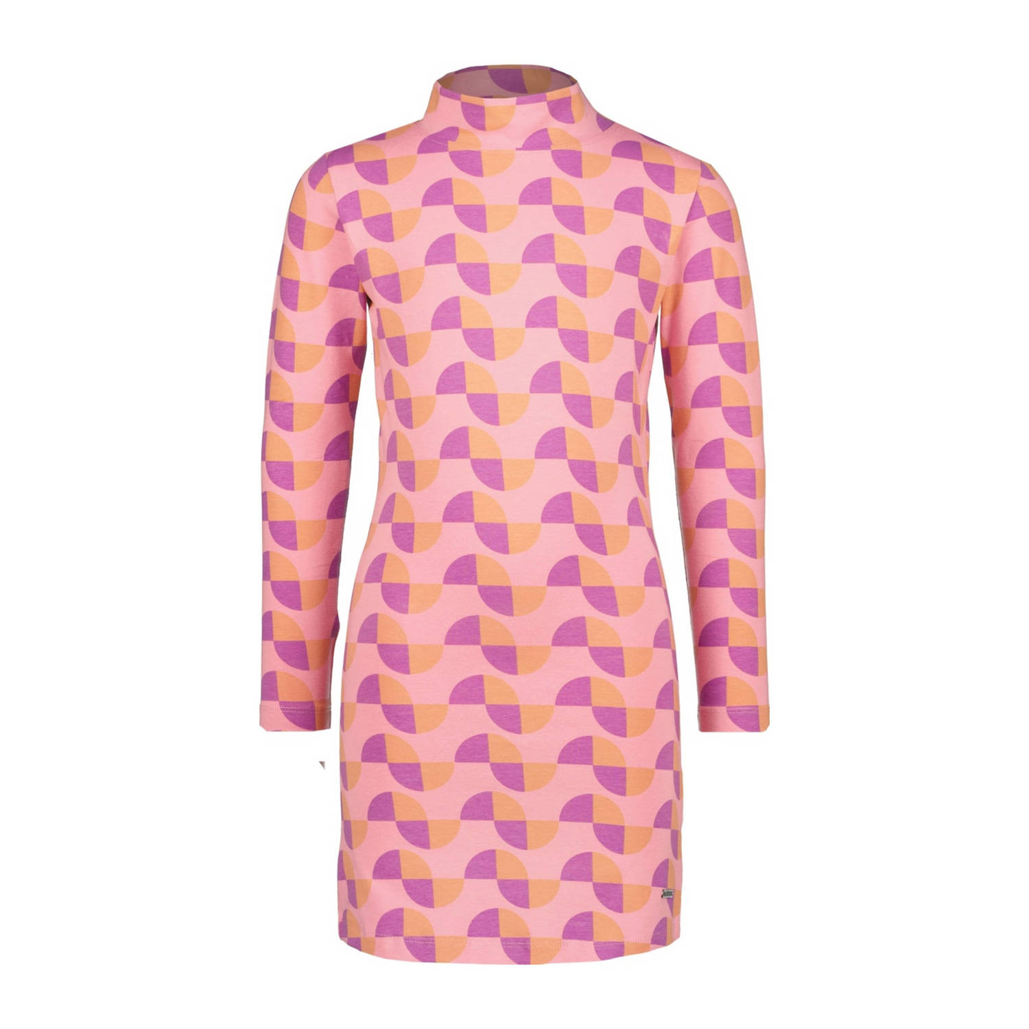 Raizzed jurk Keet met all over print roze paars oranje