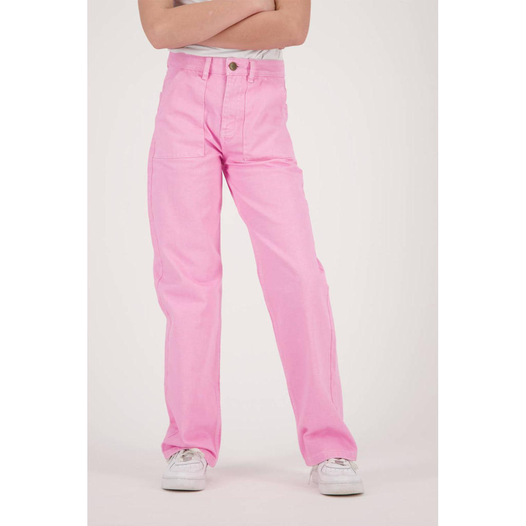 Roze meisjes Raizzed high waist loose fit jeans Mississippi worker van denim met effen