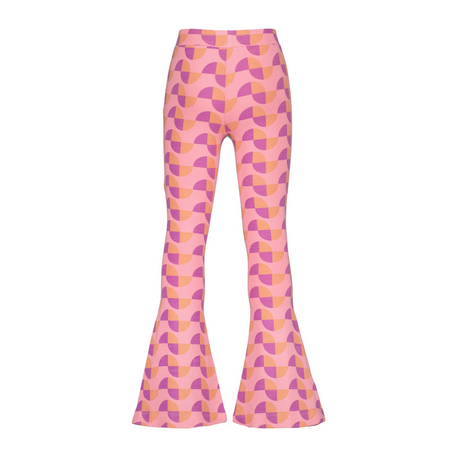 Raizzed flared broek Rae met all over print roze paars oranje