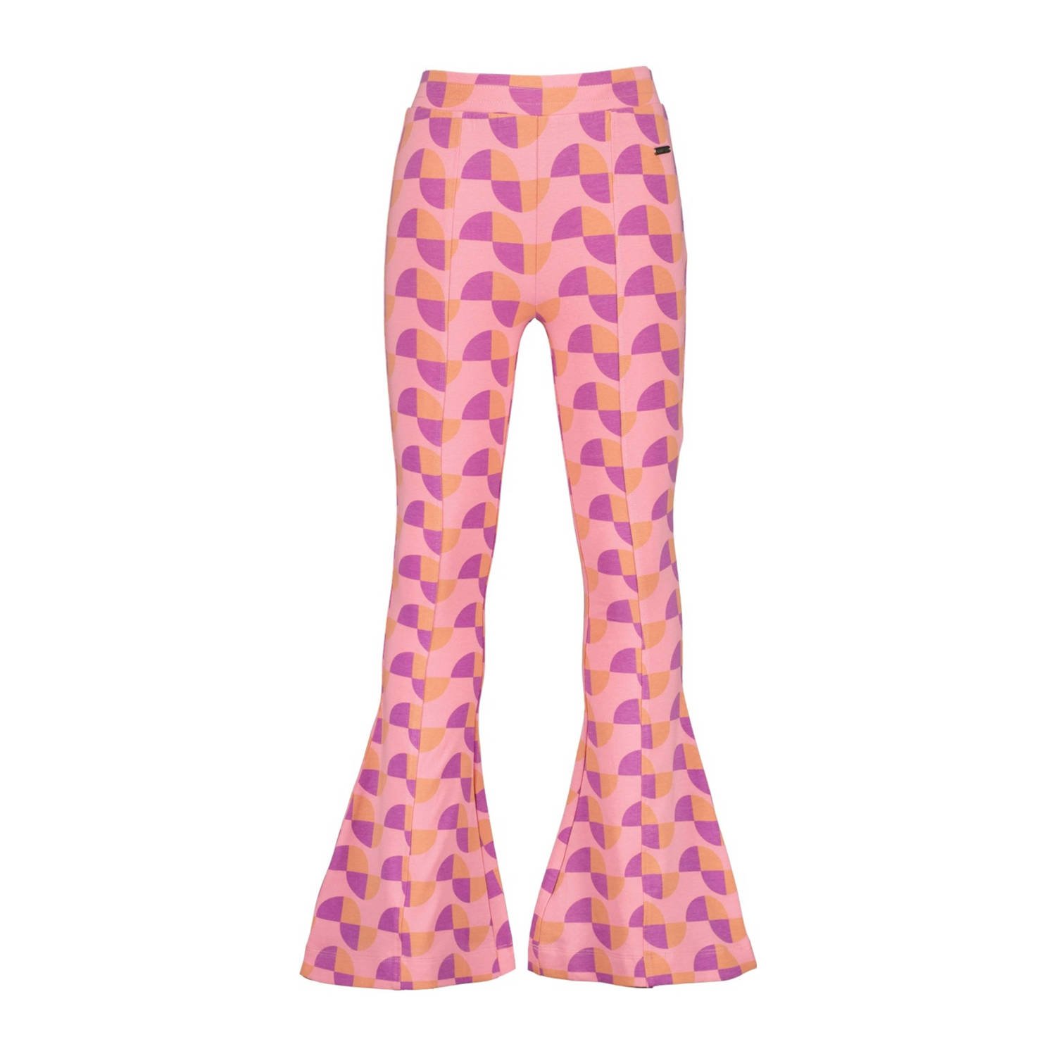 Raizzed flared broek Rae met all over print roze paars oranje Meisjes Stretchkatoen 116