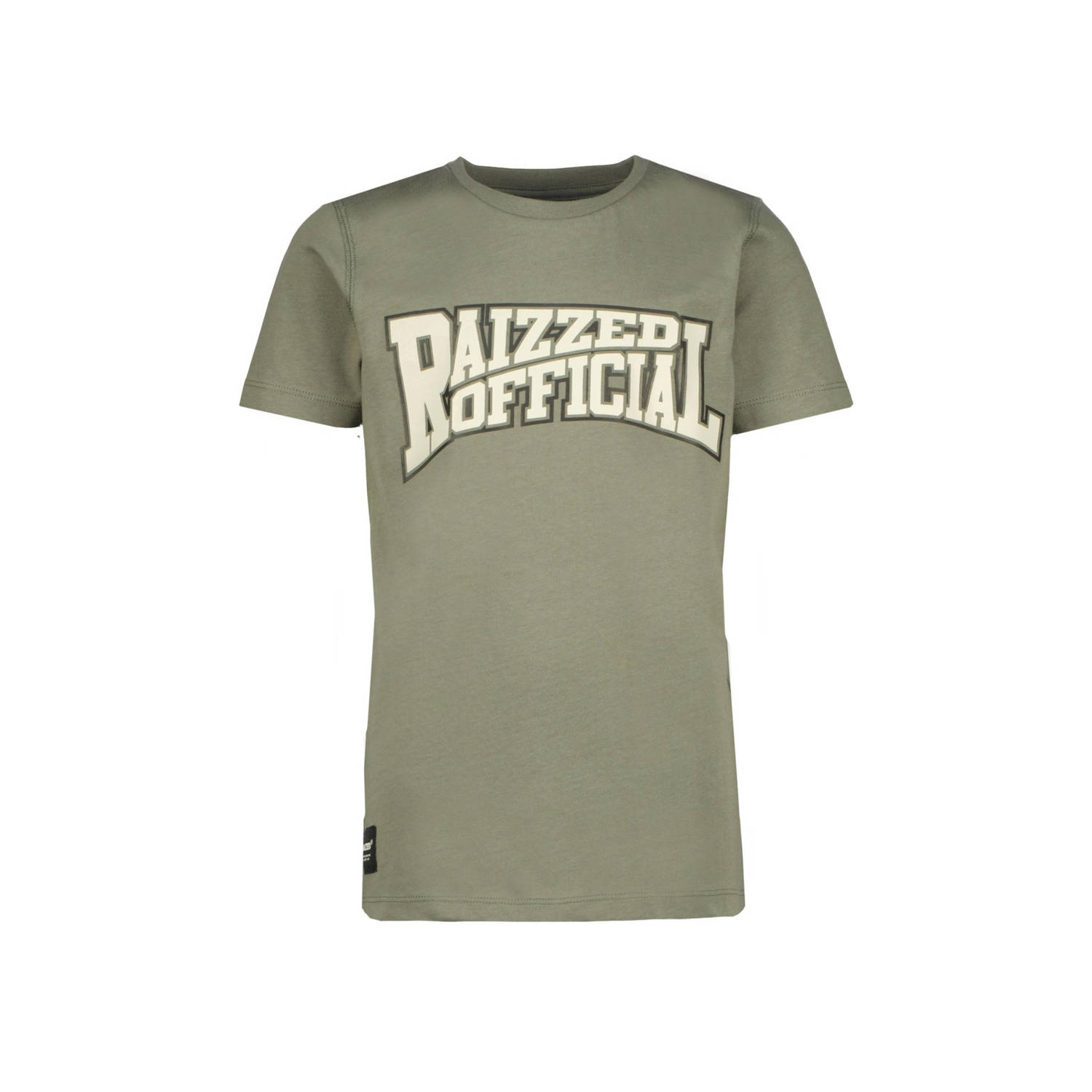 Raizzed T-shirt Iowa met logo armygroen Jongens Katoen Ronde hals Logo 140