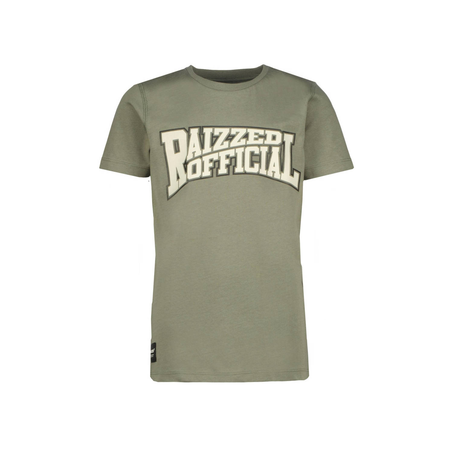 Raizzed T-shirt Iowa met logo armygroen Jongens Katoen Ronde hals Logo 116