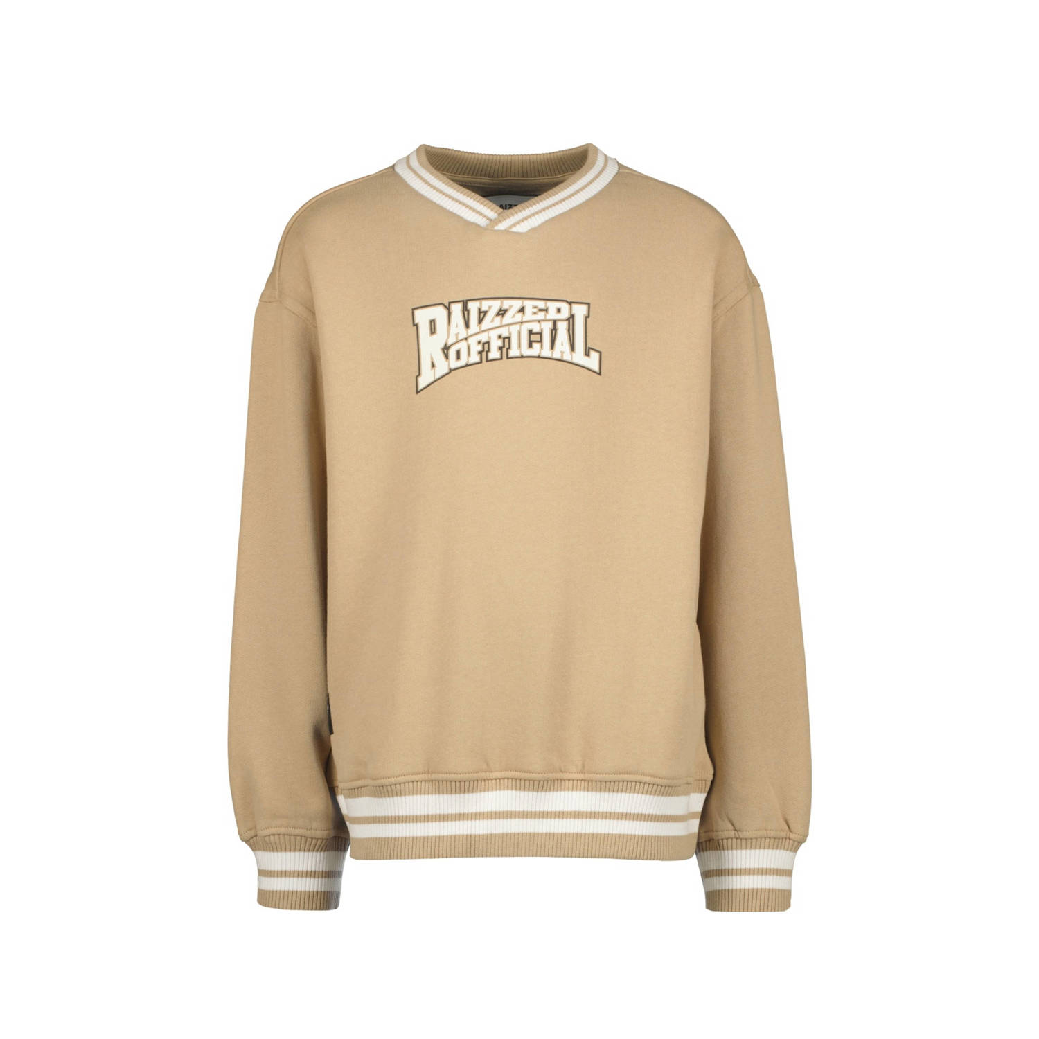 Raizzed sweater Austin met tekst lichtzand Beige Tekst 116