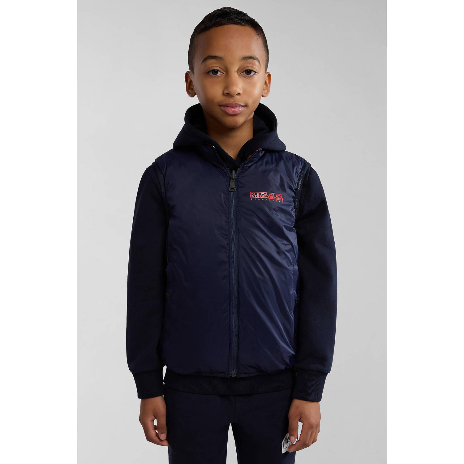 Napapijri bodywarmer met logo rood donkerblauw