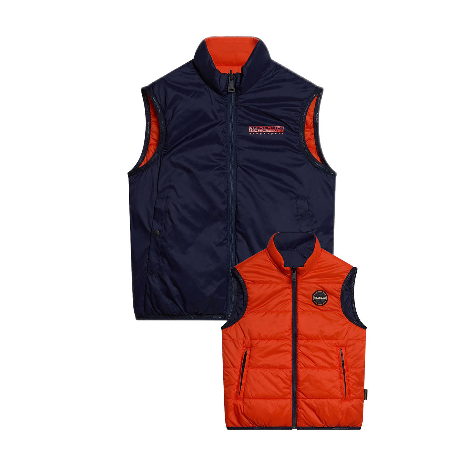 Napapijri bodywarmer met logo rood donkerblauw