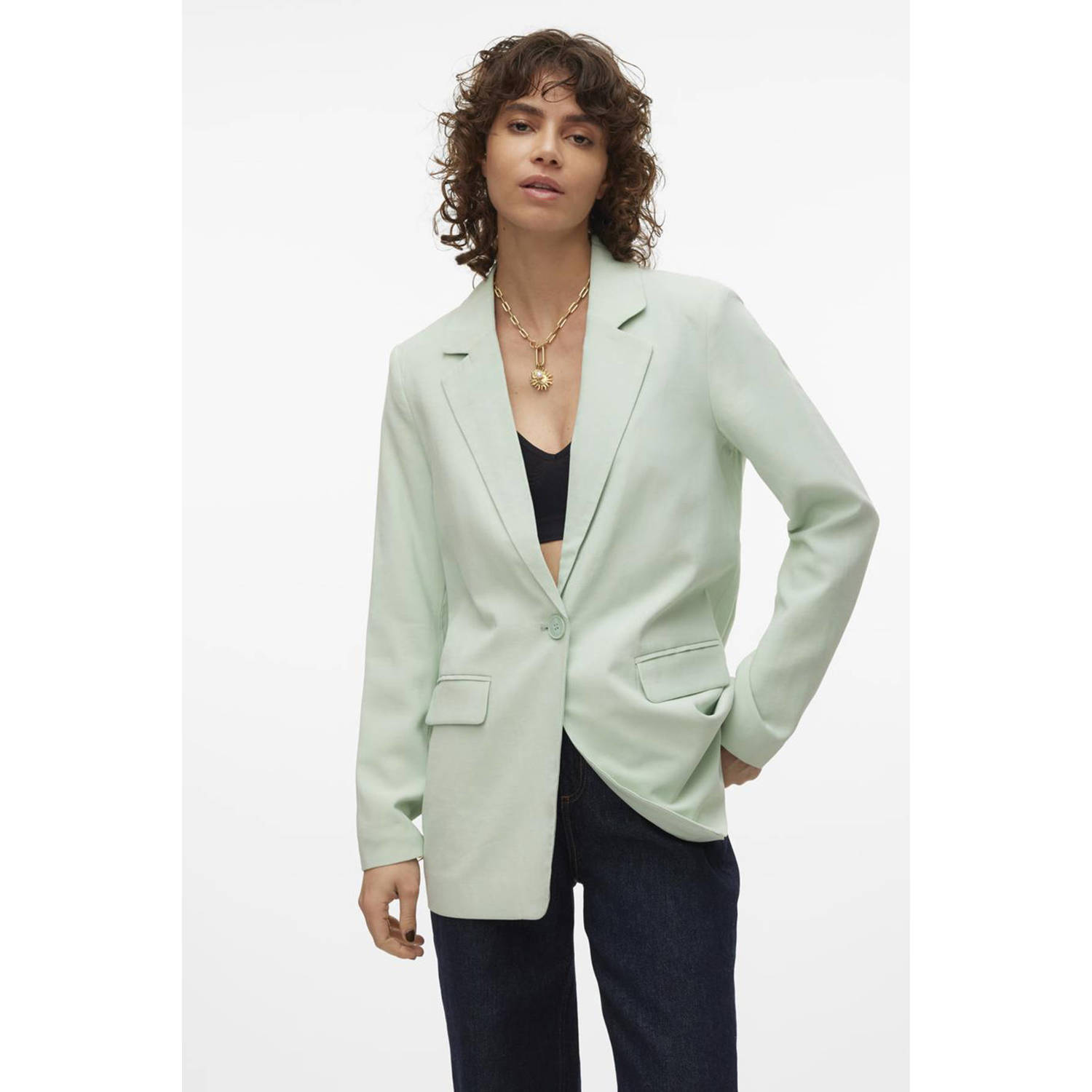 VERO MODA oversized blazer VMCARMEN lichtgroen