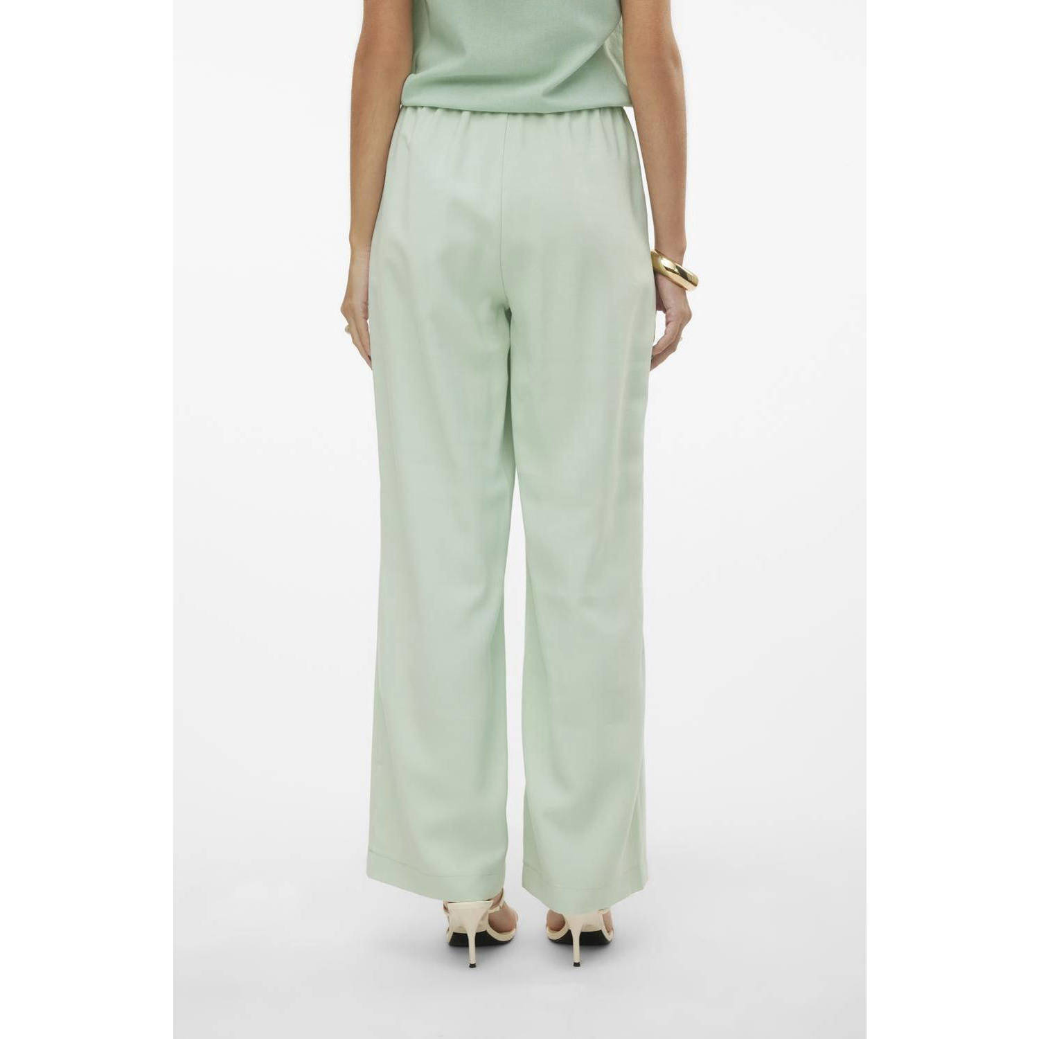 VERO MODA high waist wide leg pantalon VMCARMEN lichtgroen