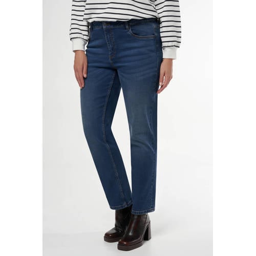 MS Mode high waist straight leg jeans medium blue denim afbeelding