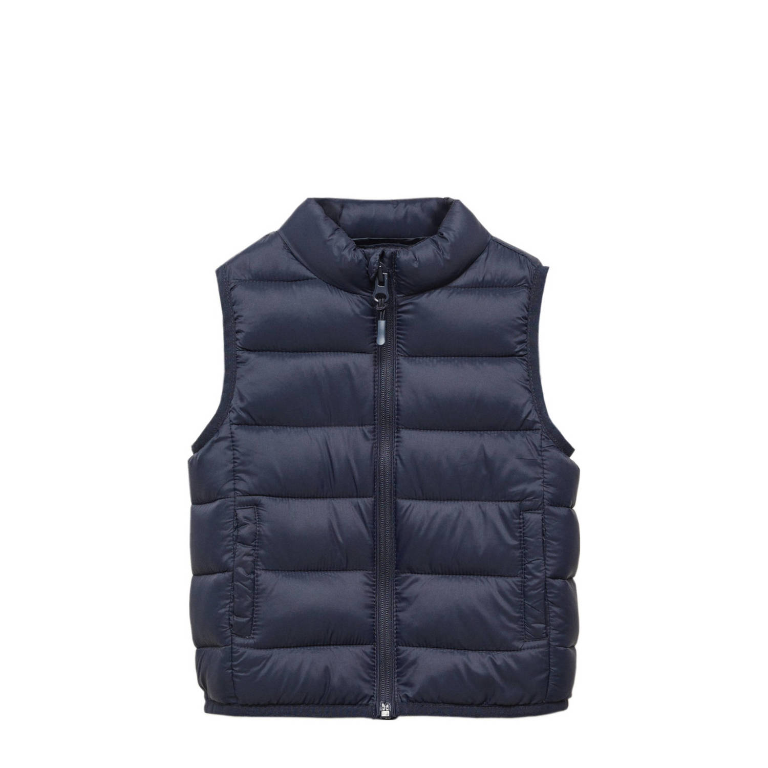 Mango Kids bodywarmer donkerblauw Jongens Polyamide Opstaande kraag Effen 104