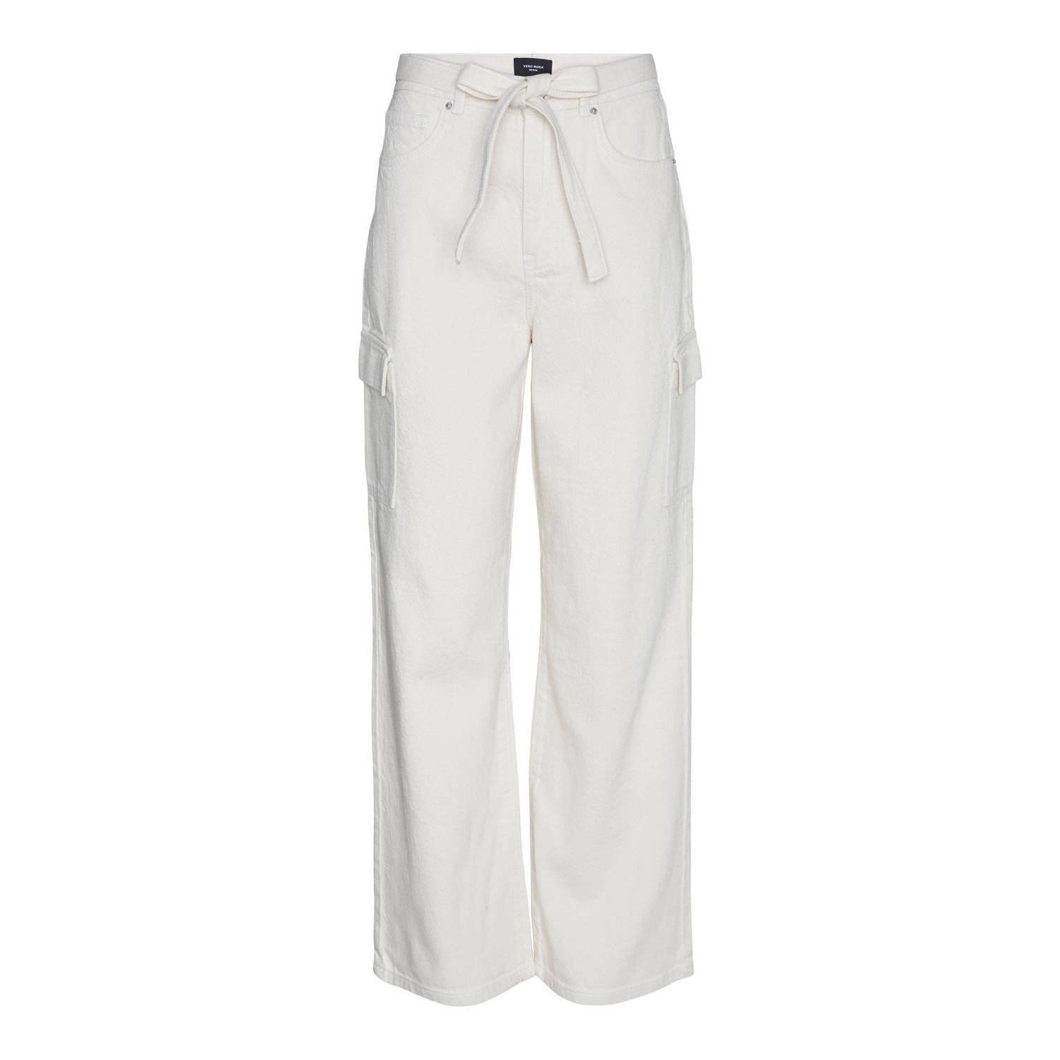 VERO MODA high waist wide leg jeans VMKATHY ecru