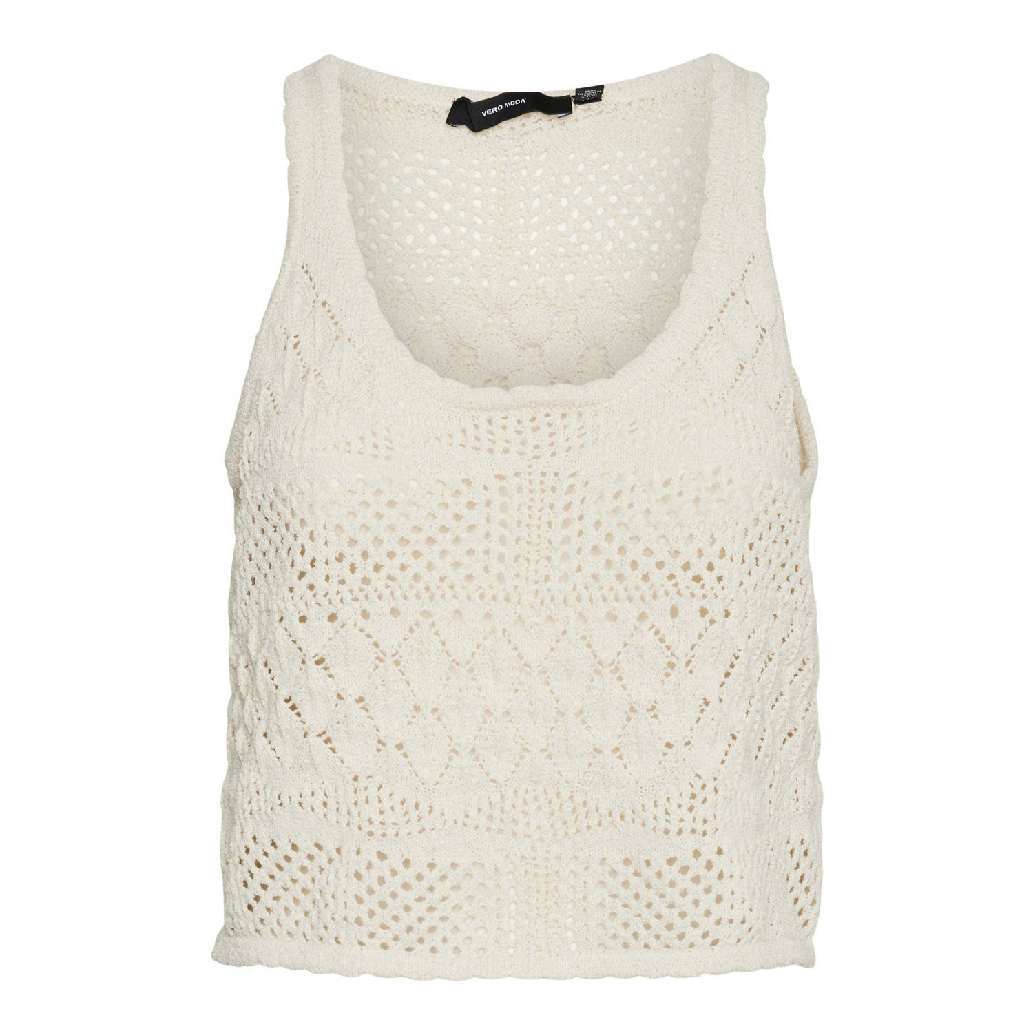 VERO MODA top VMAMALFI met ingebreid patroon beige