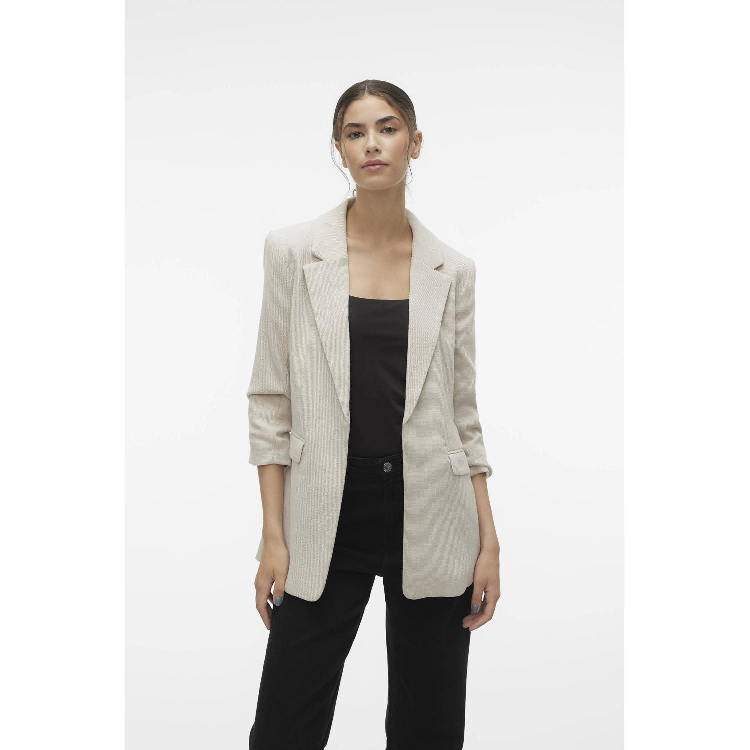 Vero Moda Regular fit lange blazer met plooien model 'FRIDA'