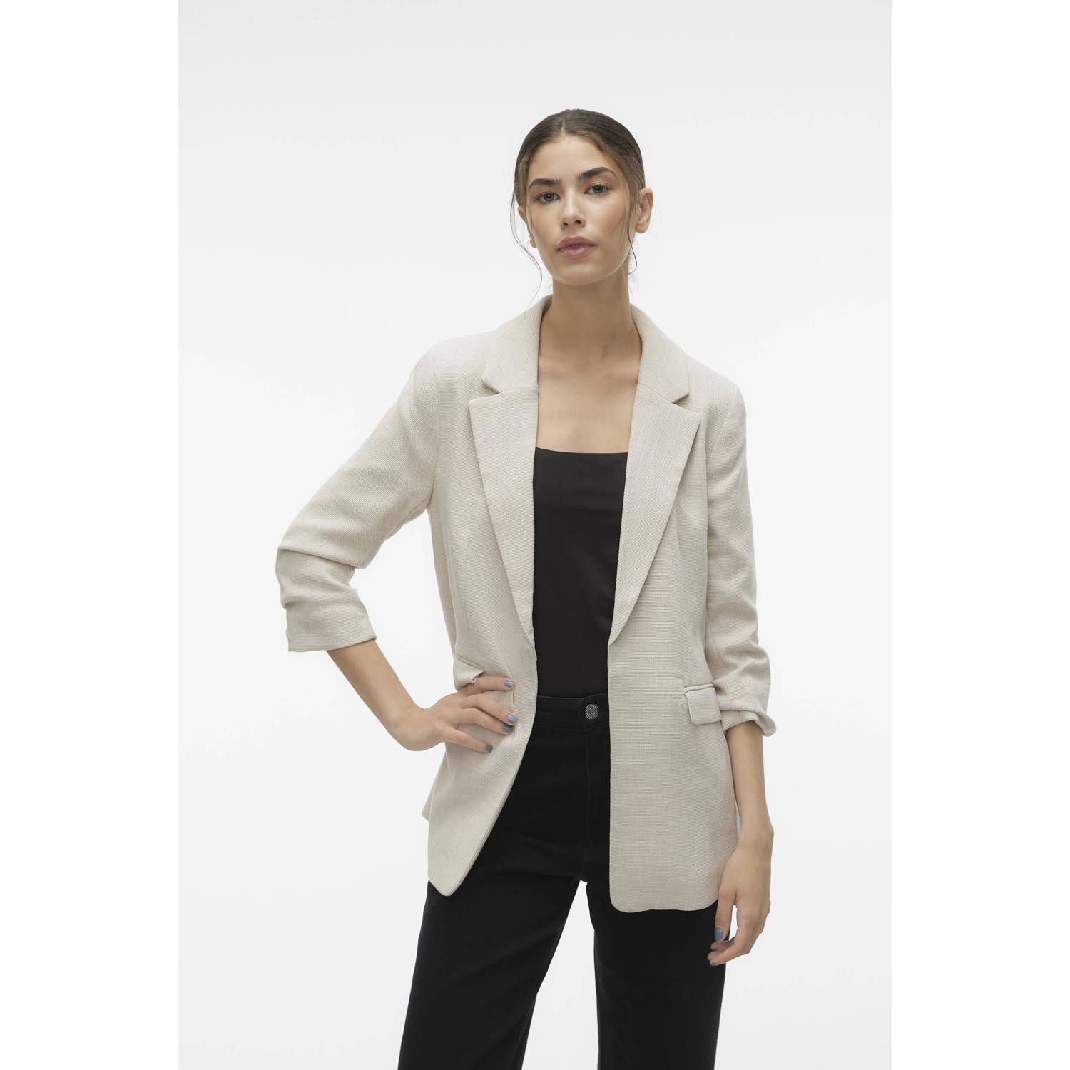 VERO MODA rechtvallende blazer VMFRIDA zand