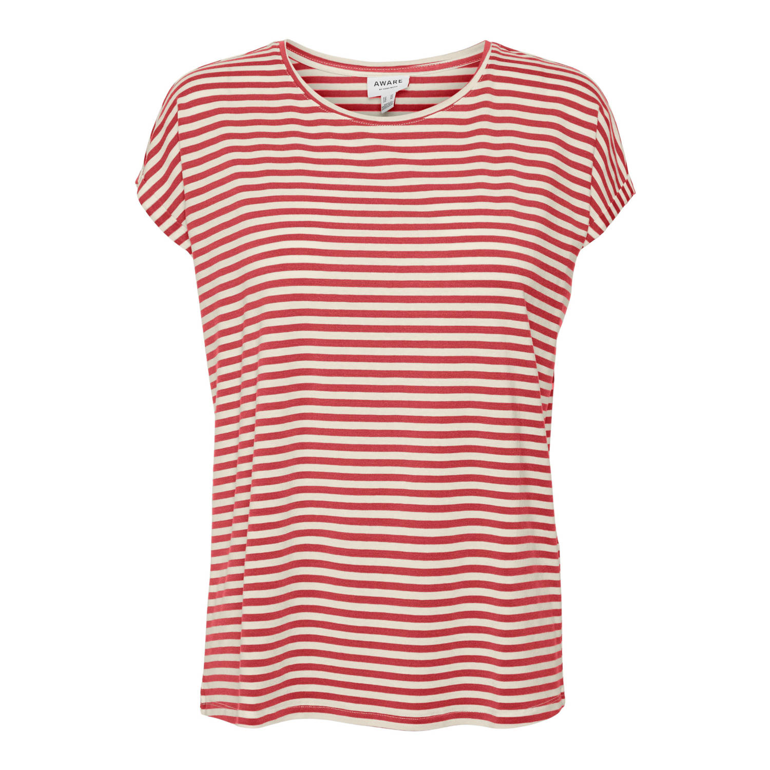 Vero Moda Shirt met ronde hals VMAVA PLAIN SS TOP STRIPE GA JRS NOOS