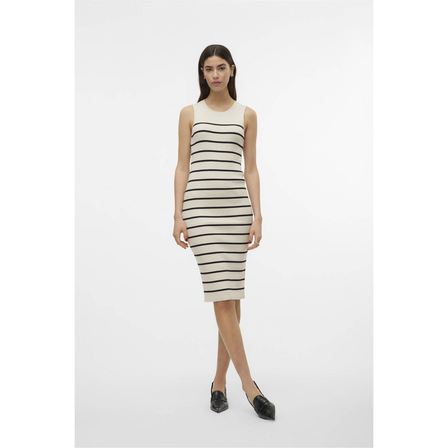 VERO MODA gestreepte jurk VMGIZELLE creme zwart