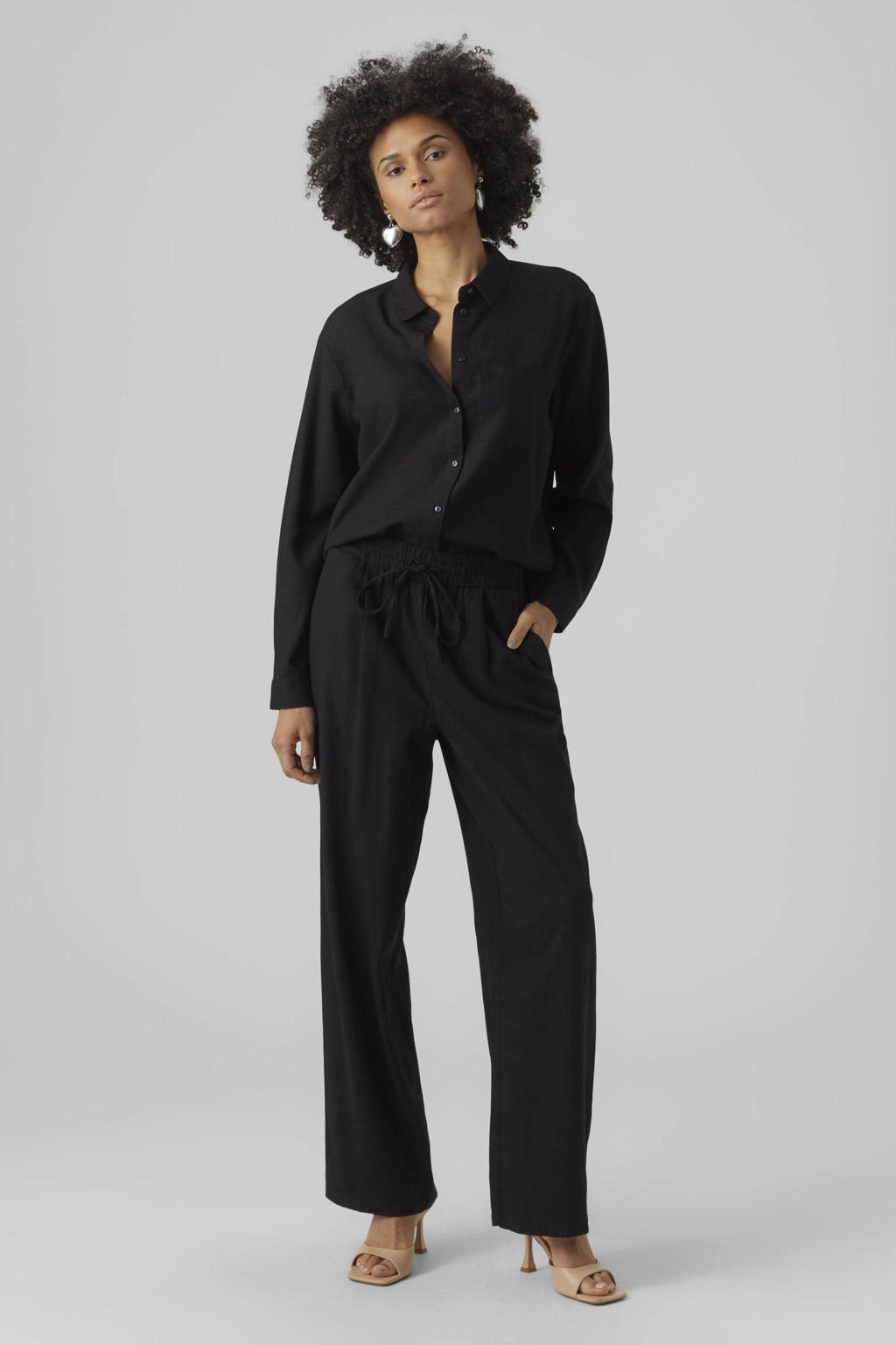 VERO MODA wide leg pantalon VMJESMILO zwart