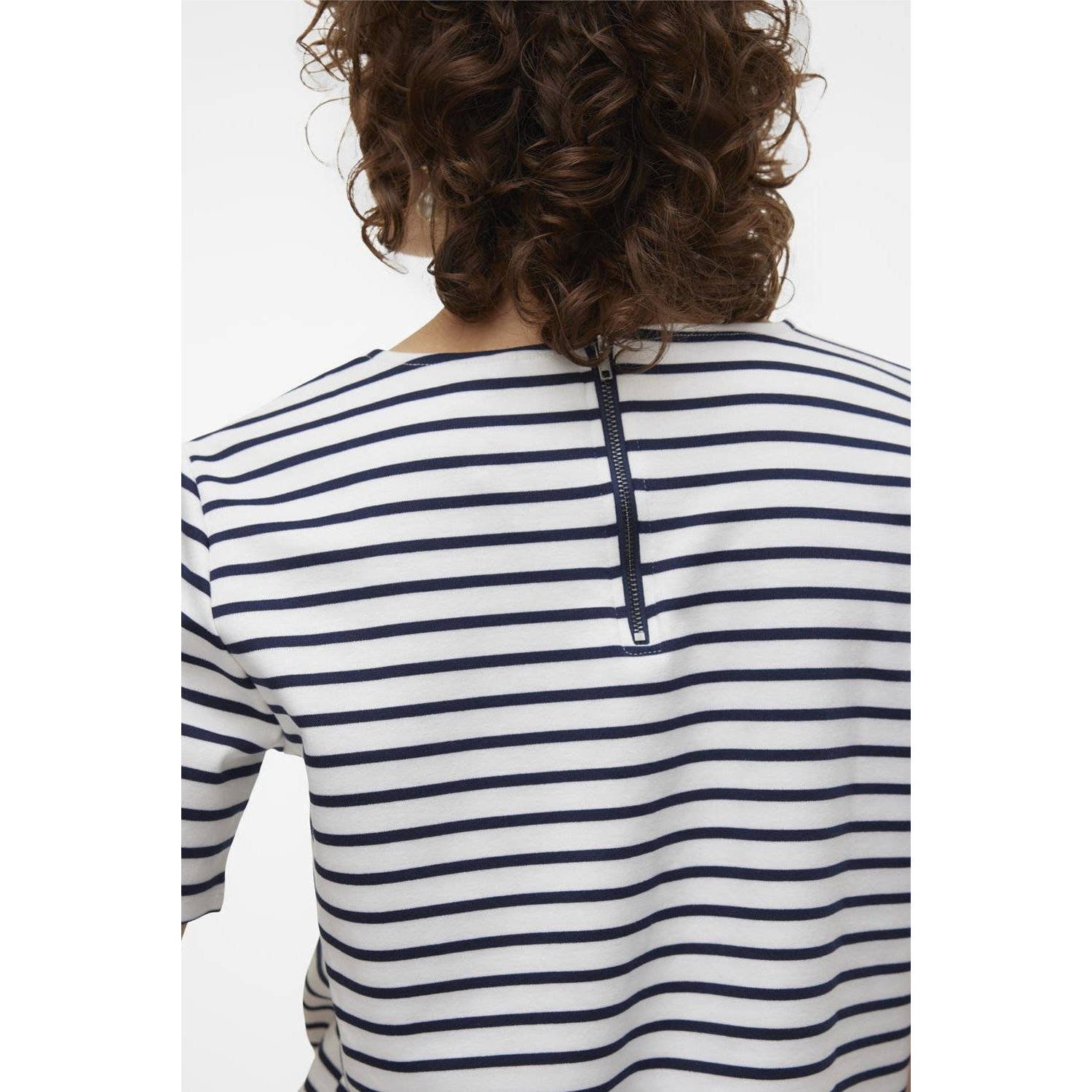 VERO MODA gestreepte top VMABBY ecru marine