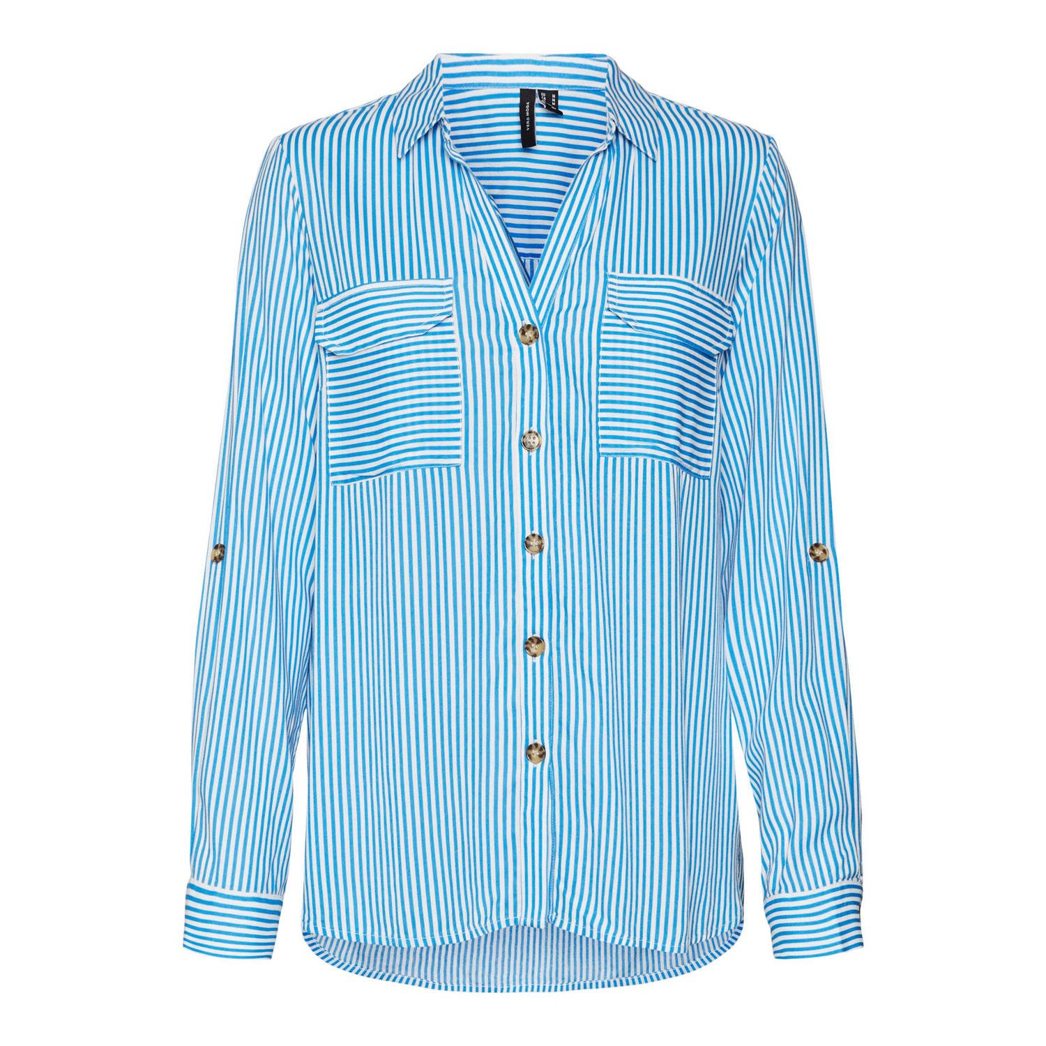 VERO MODA gestreepte blouse VMBUMPY blauw wit