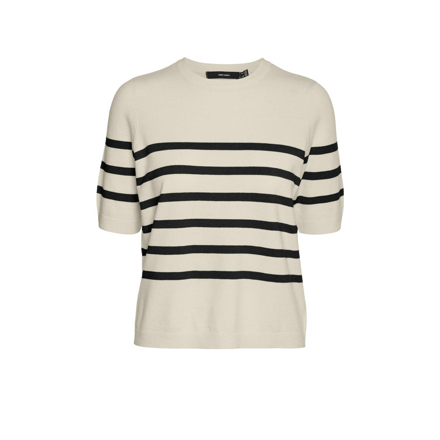 Vero Moda Trui met korte mouwen Lichtgewicht fijn gebreide trui VMSABA PLAIN SS O-NECK PULLOVER GA NOOS