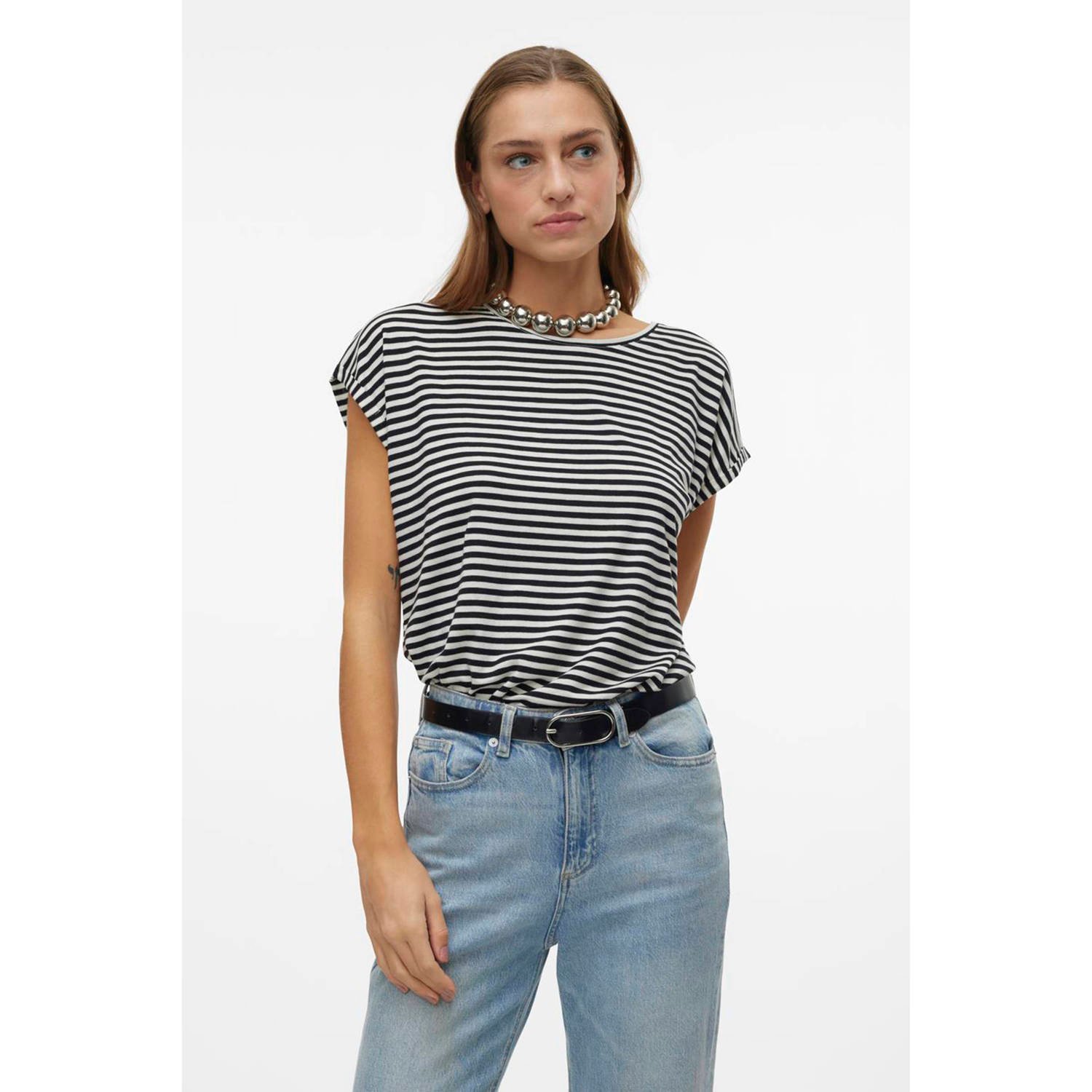 VERO MODA AWARE by gestreepte top VMAVA zwart wit