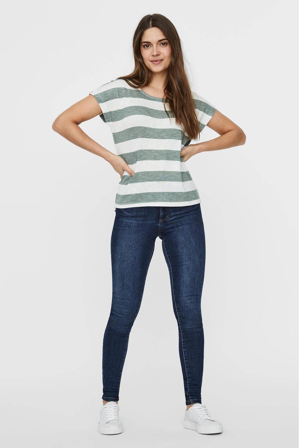 VERO MODA gestreept T-shirt VMWIDE grijs/wit