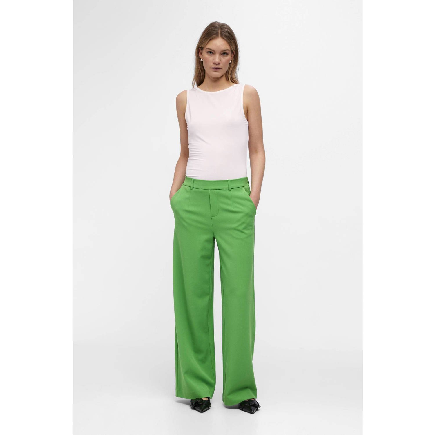 OBJECT wide leg pantalon groen