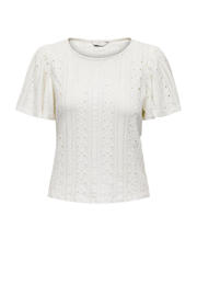 thumbnail: Witte dames ONLY top met effen, korte mouwen, ronde hals en wijde mouwen