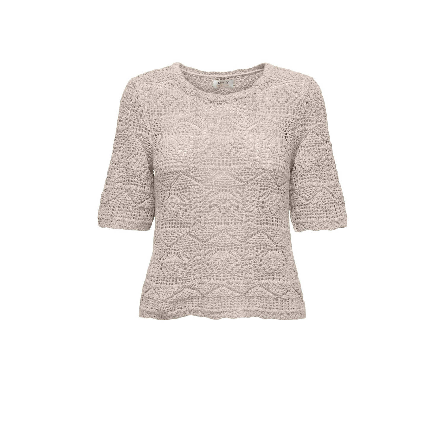 ONLY gebreide top ONLBEACH met ingebreid patroon beige