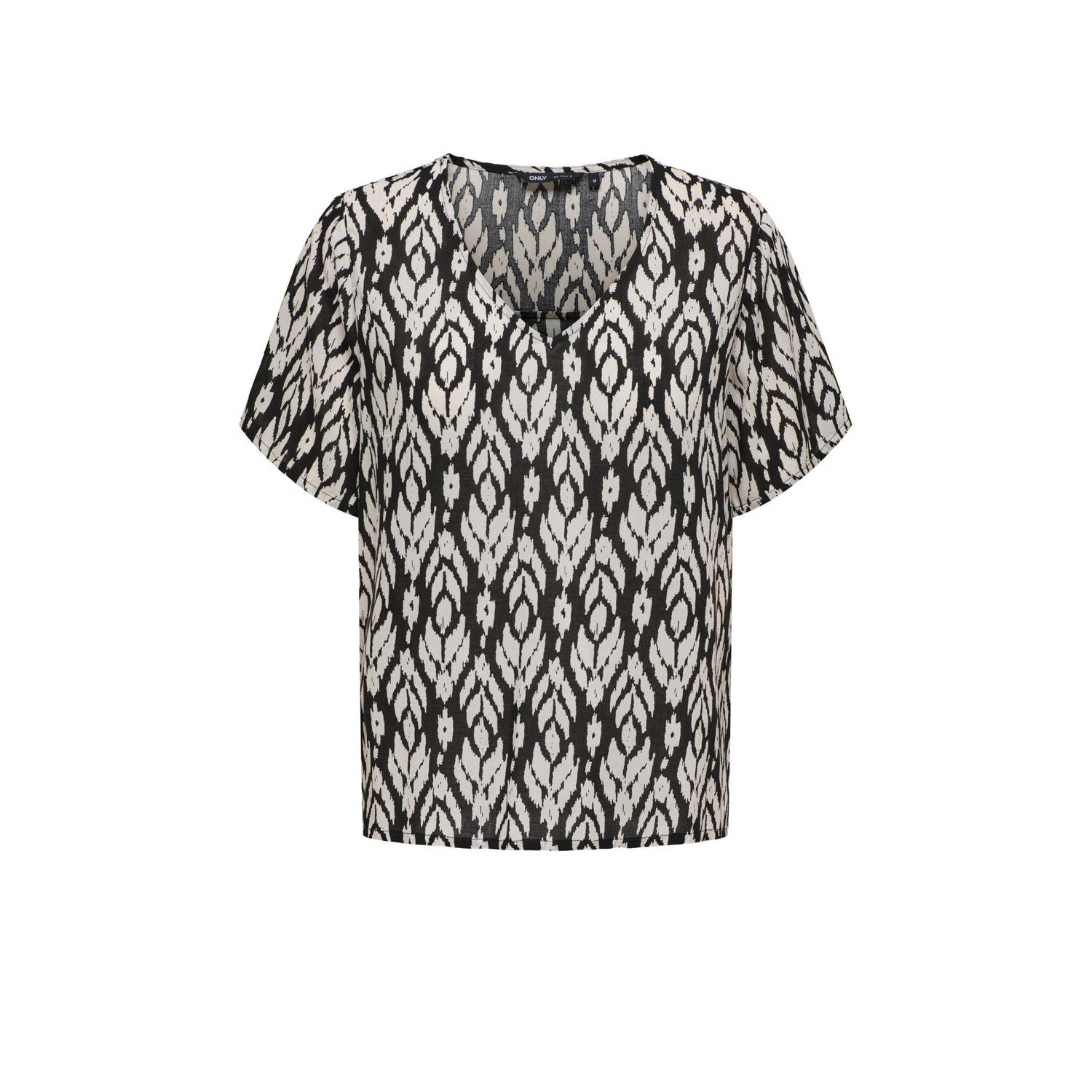 ONLY top ONLSUSAN met all over print zwart ecru