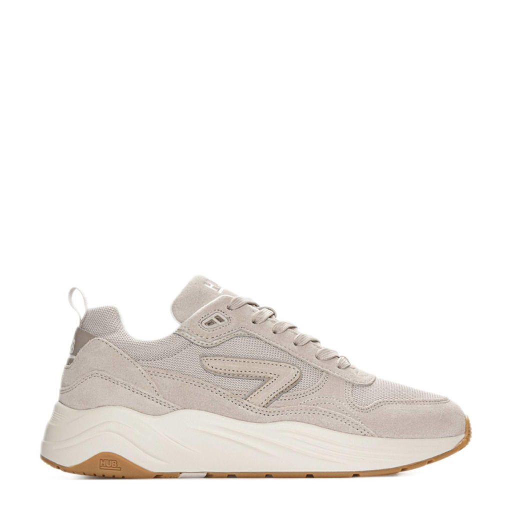 Beige heren HUB Glide suède sneakers met chunky hak en veters
