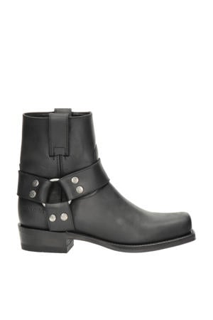 9077 Pete leren bikerboots zwart