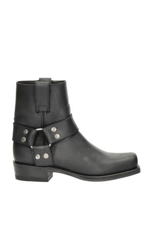 9077 Pete leren bikerboots zwart