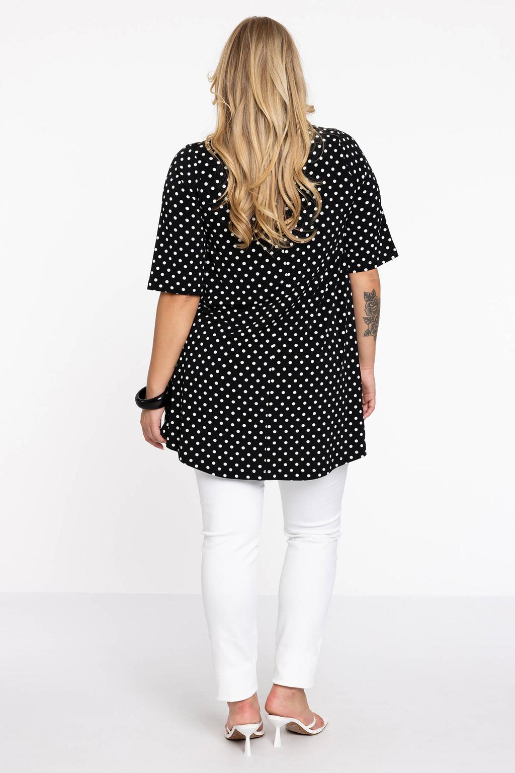 YOEK T-shirt DOLCE met stippen zwart/ wit