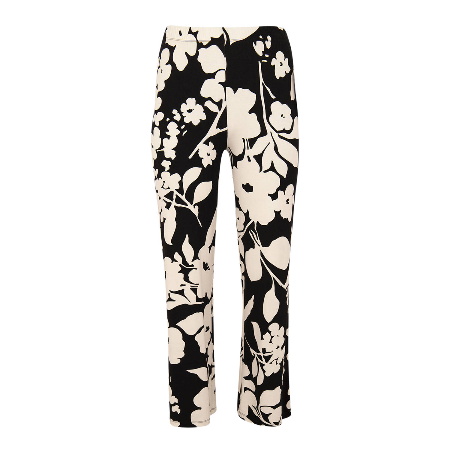 Yoek gebloemde straight fit broek zwart wit