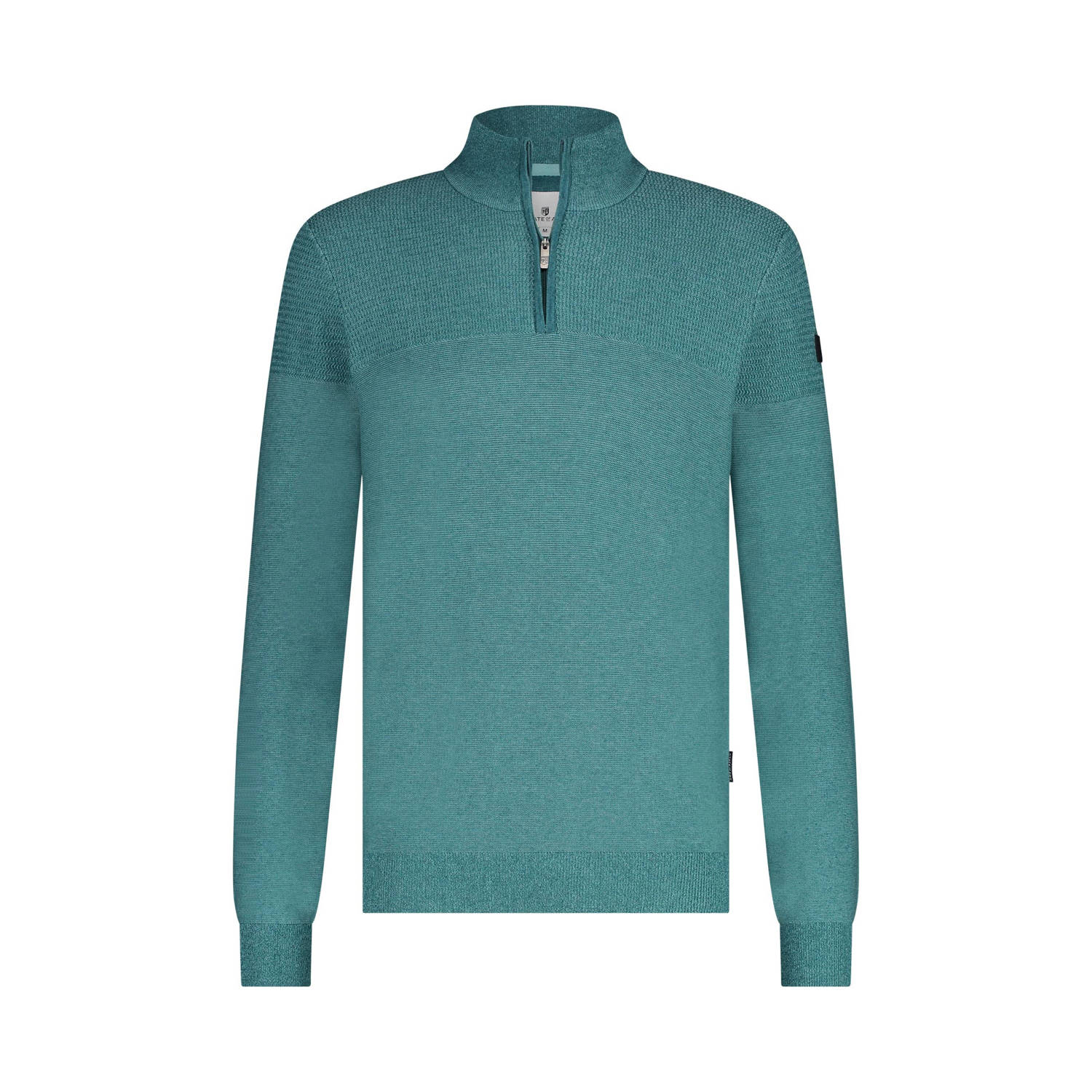 State of Art Katoenen Turtleneck Pullover Sportzip Green Heren