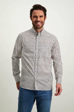 regular fit overhemd met all over print wit/okergeel