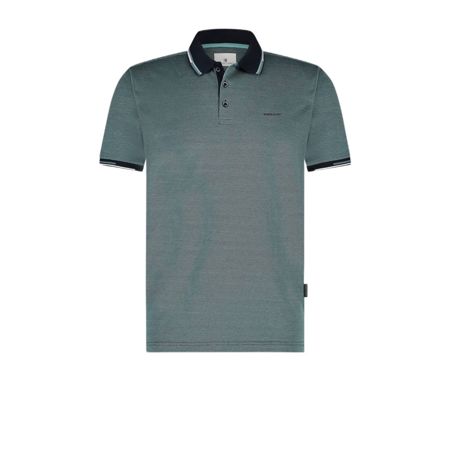 State of Art regular fit polo met logo donkerblauw azuurblauw